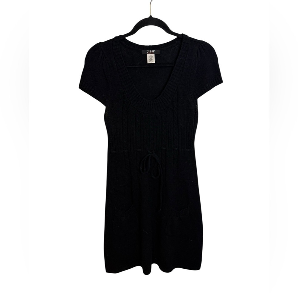 JFW Just For Wraps Black Cap Sleeve Y2K Sweater Dress